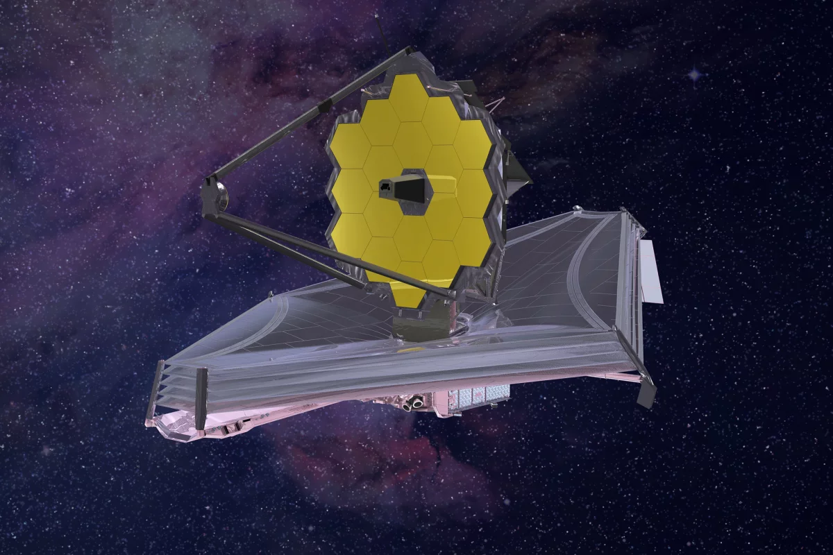 A render of the James Webb Space Telescope