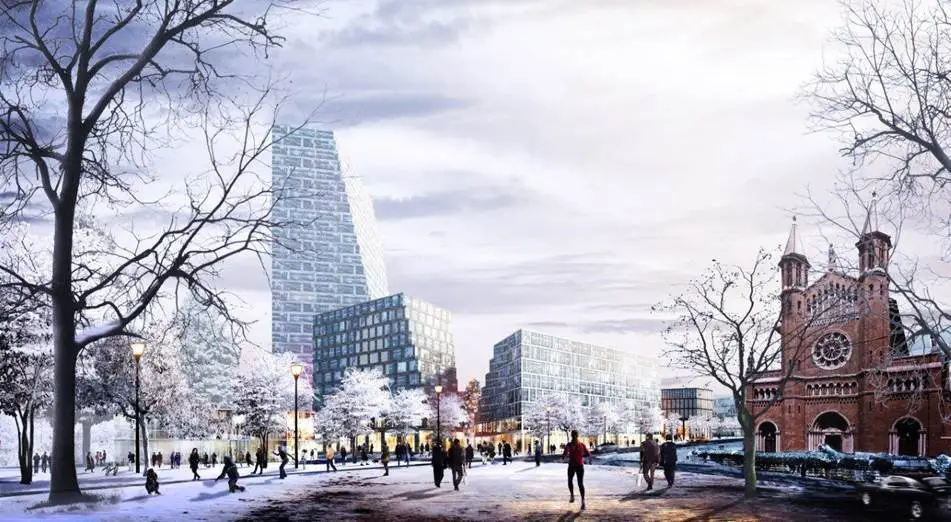 The master plan makes use of existing slopes and hills