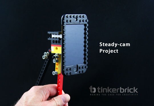 The TinkerBrick case can transform an iPod Touch or iPhone into a working steady-cam