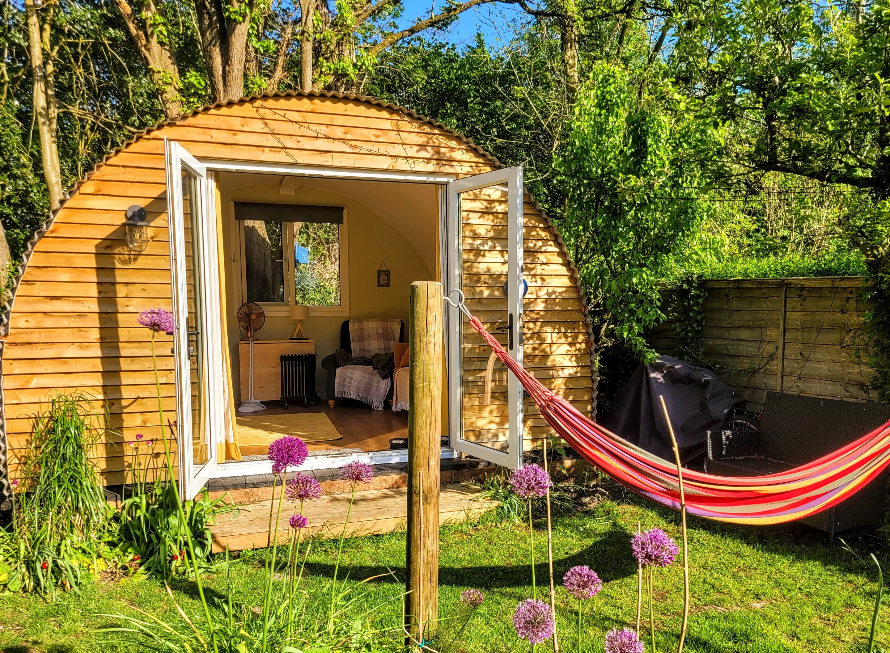 The Hangar Hangout was designed by Mark Beresford, who built the RAF-inspired space from recycled materials. The project is a finalist in the Lockdown category