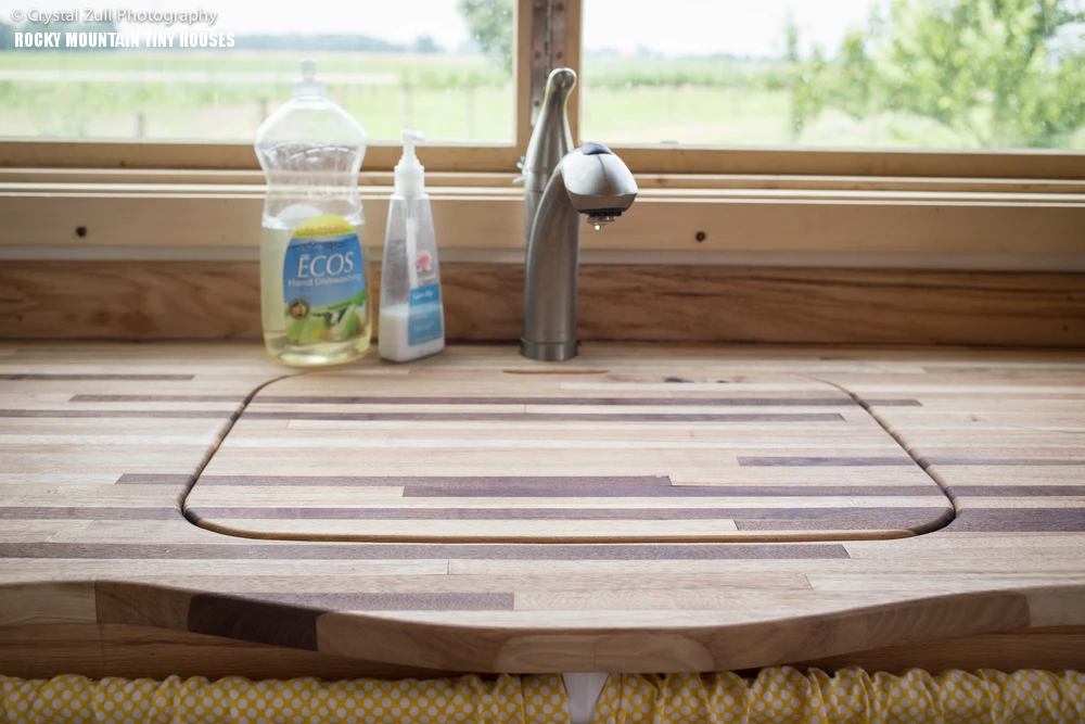 The kitchen sink is hidden from view
