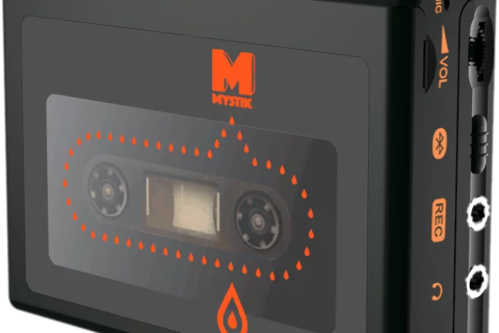 A modern take on the portable audio cassette player of old, the Mystik features a rechargeable battery and Bluetooth 5.0