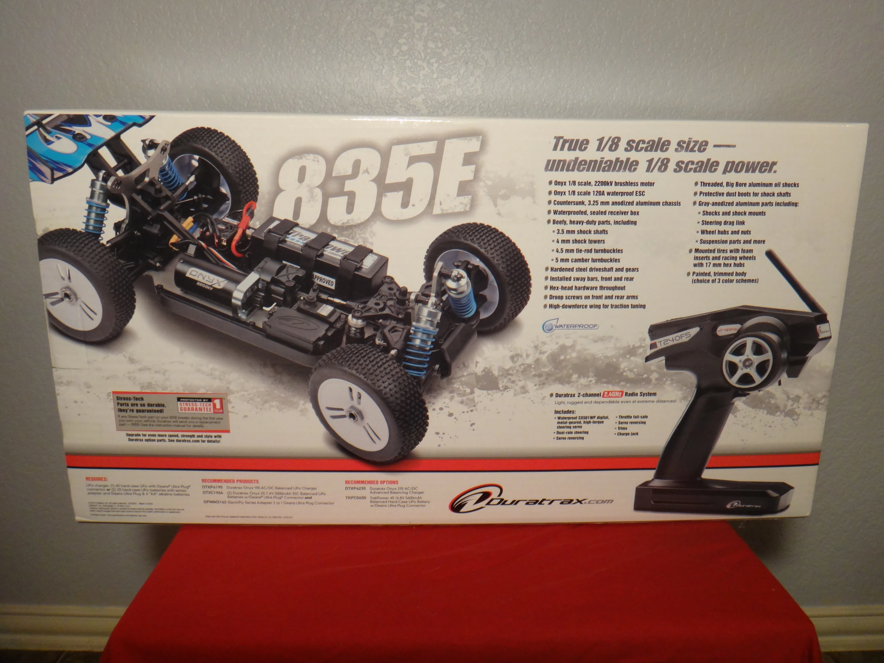 The Duratrax 835E R/C buggy comes fully assembled out of the box and costs US$399.99