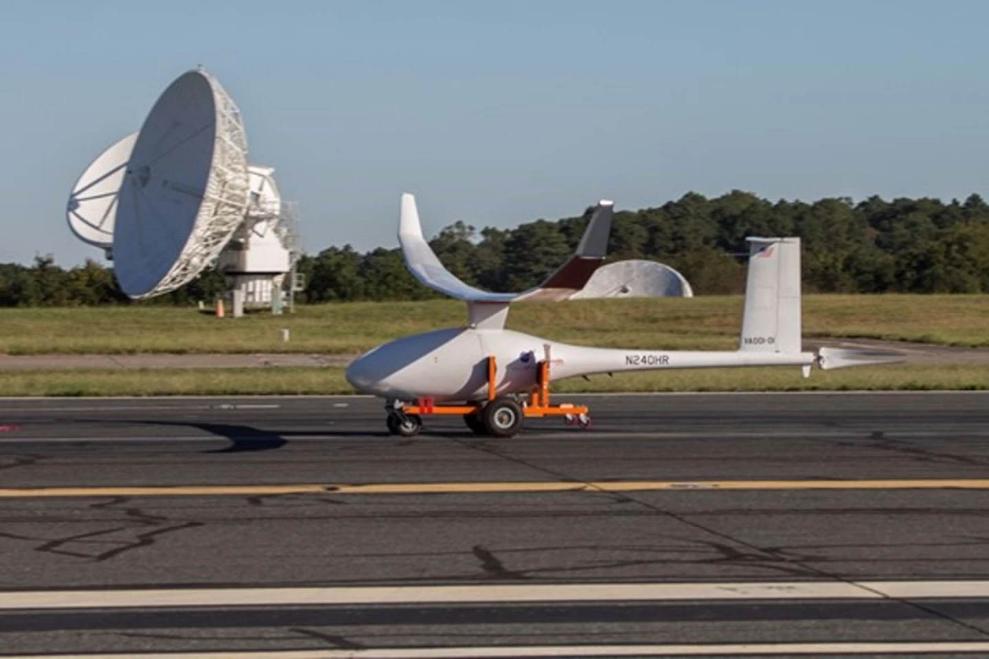 The VA001 accelerates down NASA Wallops Runway 28 for takeoff