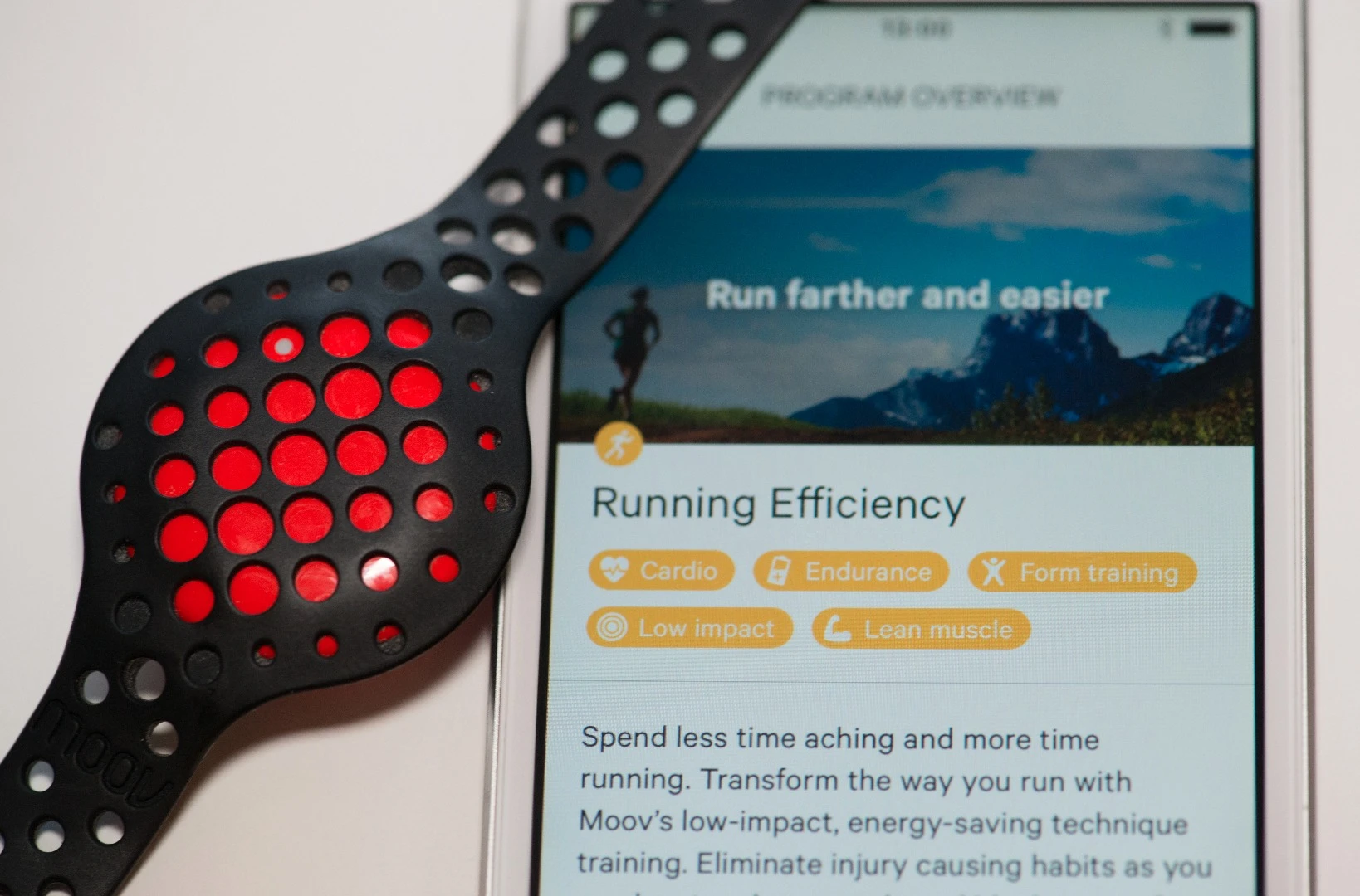 The Running Efficiency mode on the Moov Now sports coach and activity tracker