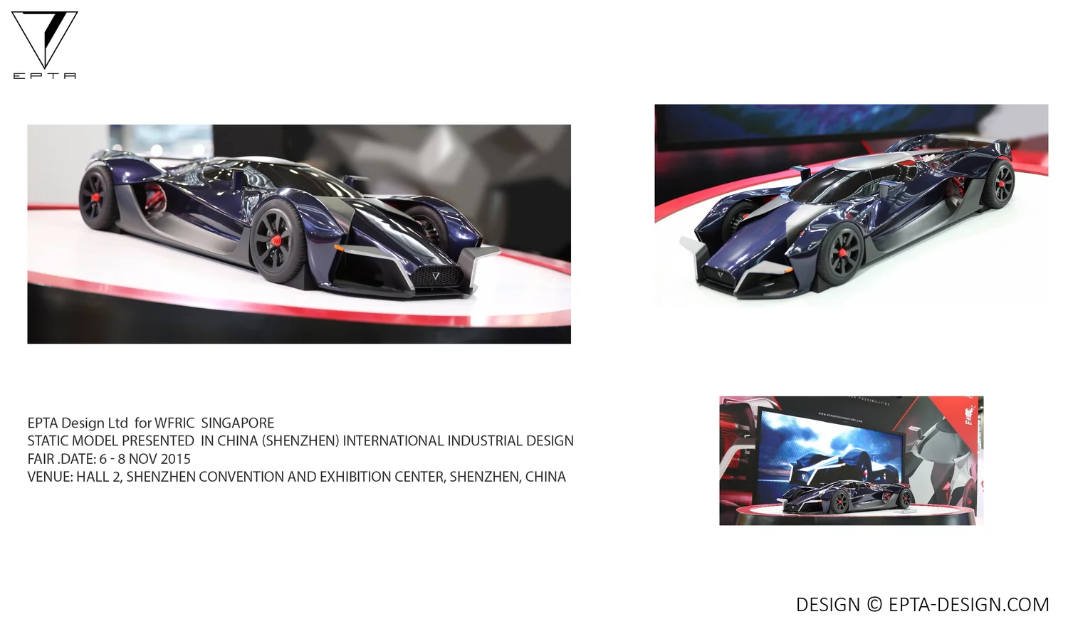 Singapore's Dendrobium electric hypercar: scale model presented at the Shenzen design fair 2015