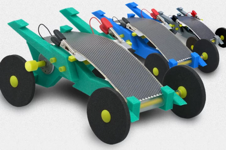 The Volta Racer is powered by a flexible polycrystalline silicon solar panel