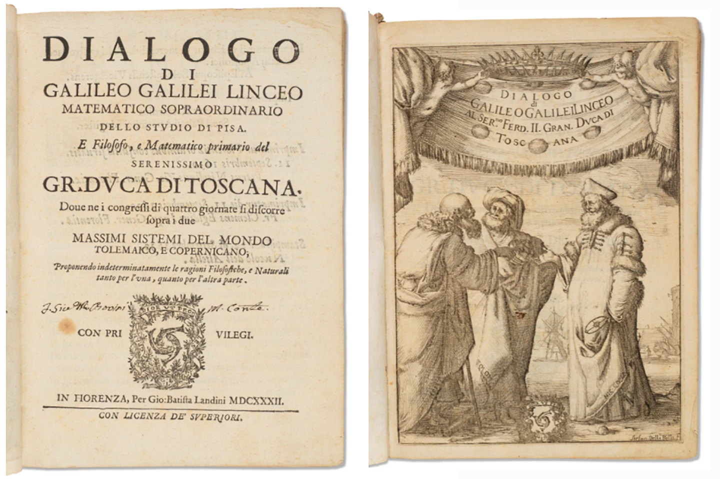 This book is a First Edition 1632 copy of “Dialogo” by Galileo Galilei, the book which caused his trial and imprisonment. It sold for $137,500 at an online Christie's auction on 16 October 2021, against an estimate of $40,000 to $60,000