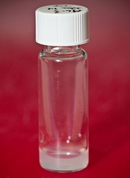 The finished hydrogel in its liquid form, ready to be injected