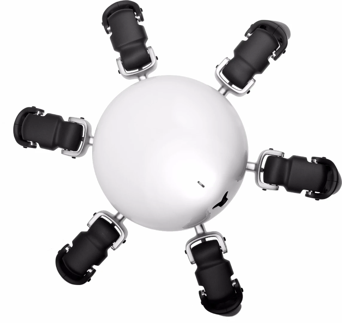 Hexa stands 4.7 in (12 cm) high and 20 in (51 cm) across