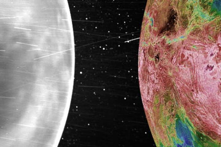 Surface features of Venus captured by the Parker Solar Probe (left) match those captured by the Magellan mission (right)