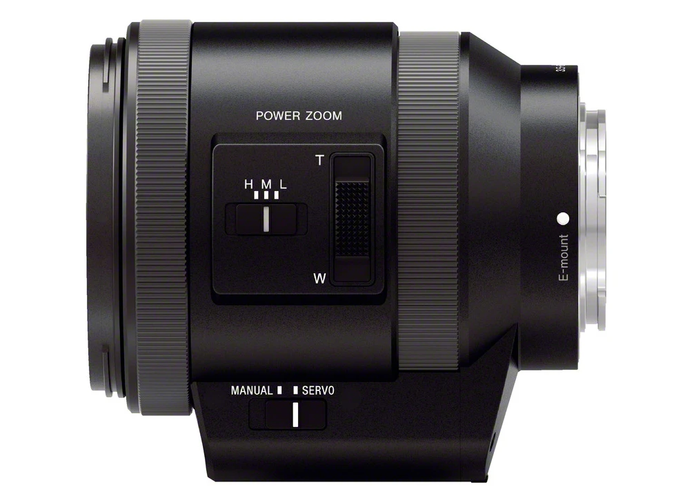 The Sony E PZ18-200mm has a zoom lever and switch on the lens barrel which allows zoom speed to be selected in six steps