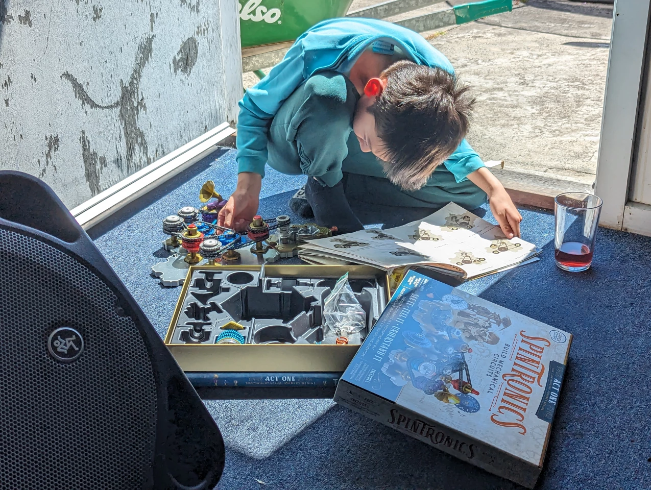 A rather bendy Max gets stuck into the Spintronics kit