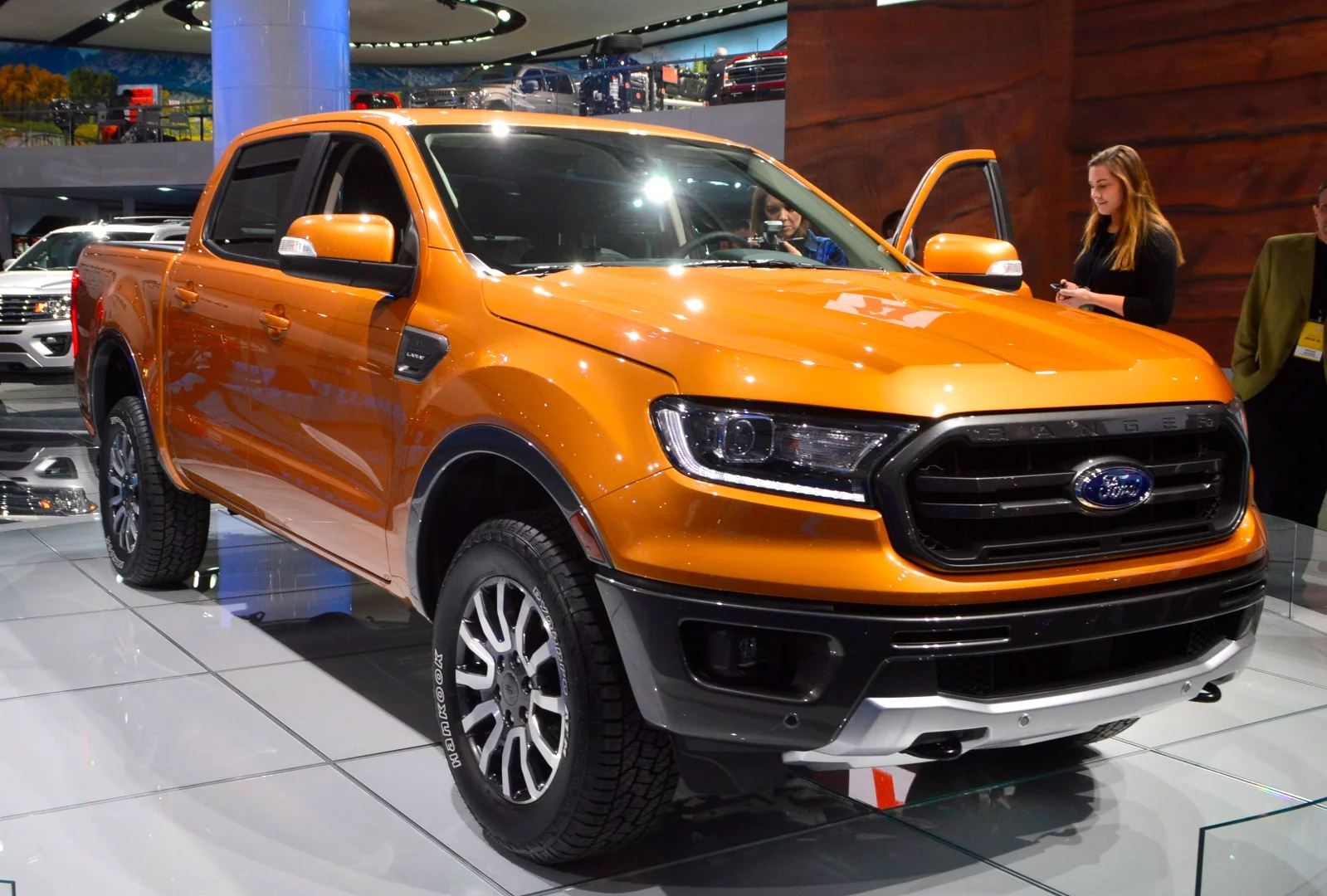 Ford says the raked grille and windshield design cuts noise and improves aerodynamics