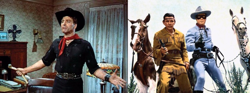 Beyond the flamboyant influence Cohn had on western fashion, Nudie's contributions in film and TV costumes also helped to define western style beyond rhinestones, with Clayton Moore's signature outfit from the Lone Ranger TV series the best known and even low-pizzaz outfits such as Burt Lancaster's black tunic worn throughout The Rainmaker (Paramount, 1956) came from Nudie.