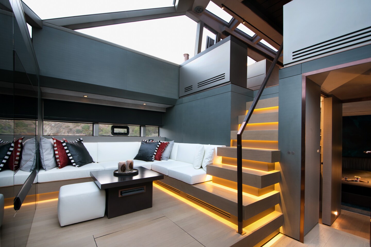 Illuminated staircase from the main deck