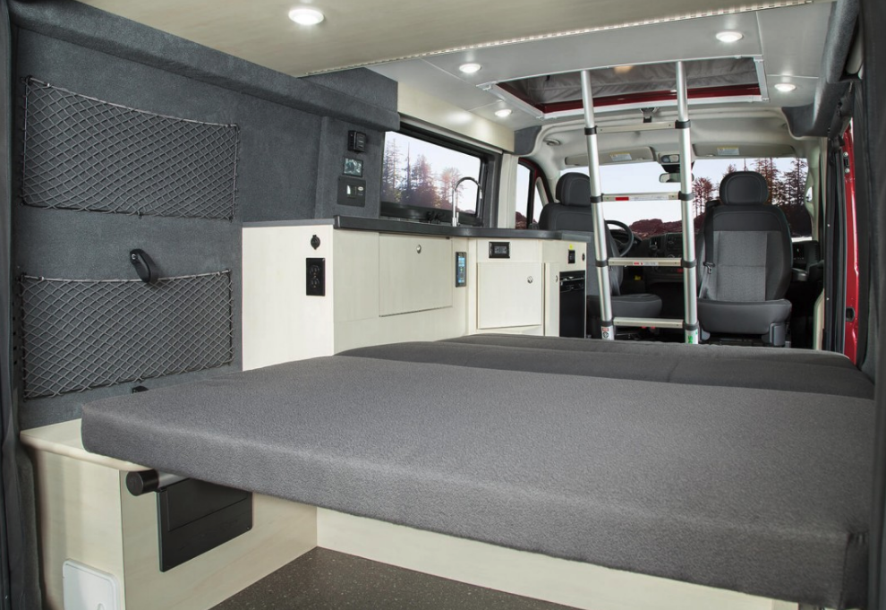 The Tofino sleeps up to four on the folding cabin bed and standard roof bed
