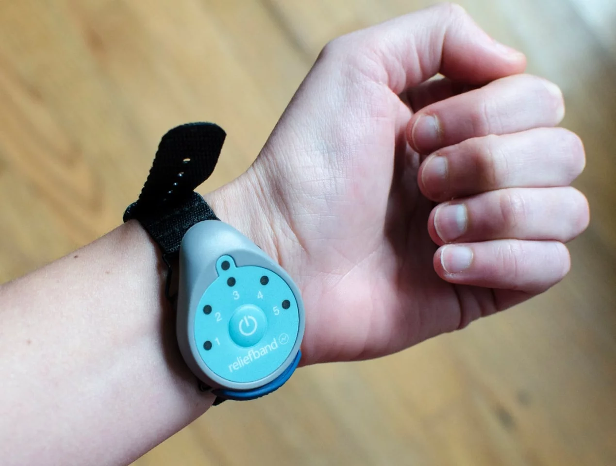 The Reliefband isn't much to look at, but at least the gaudy dial sits on the inside of your wrist