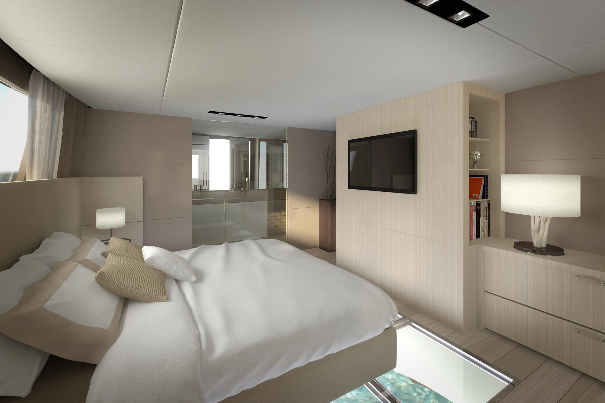 The "dream" boat master bedroom oodles in luxury