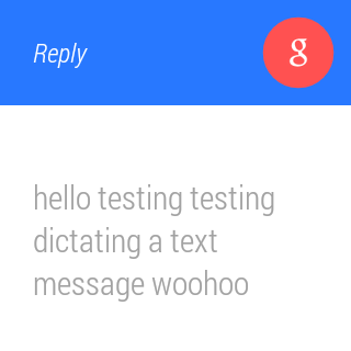 The same reply screen, while speaking