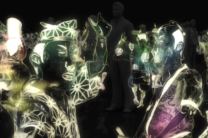 A group of dancing holographic men (Photo: TeamLab)