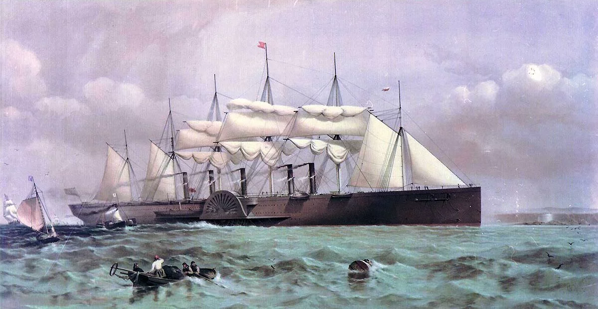 A contemporary painting of the Great Eastern by T.G. Dutton, circa 1859 (Photo: Naval Historical Center of the U.S. Navy)