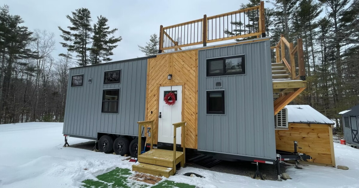 Extra-wide tiny house puts a terrace up top and sleeps five inside