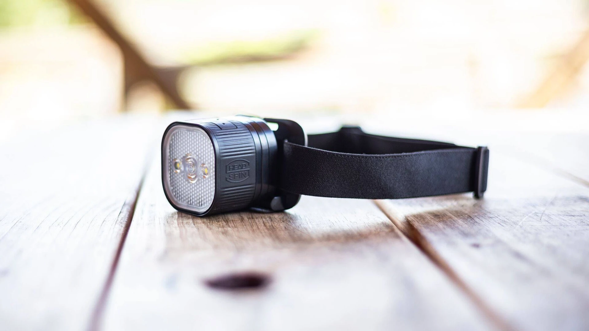 The HeadSpin on its headlamp mount