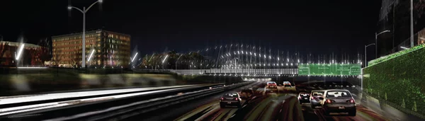 Design C for the 10th Street Bridge sees a series of streetlights leaning over the bridge