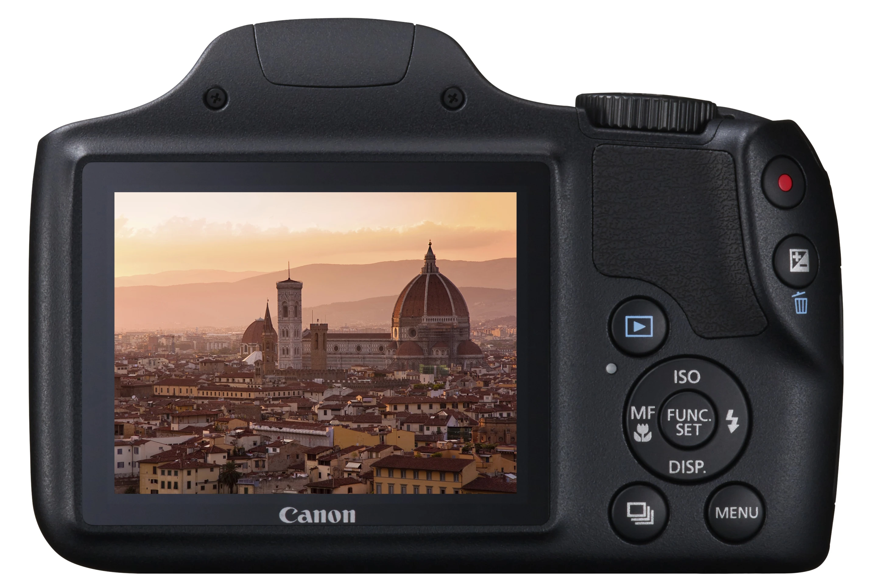 The rear 3-inch TFT LCD on the Canon PowerShot SX520 HS has 461K dots