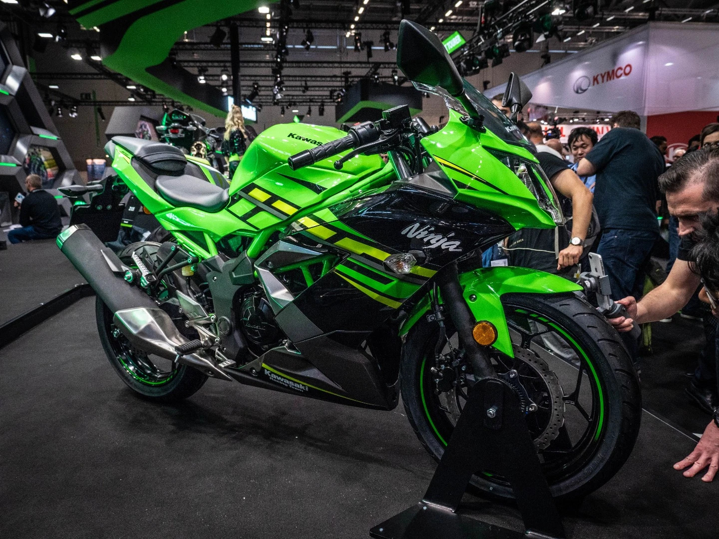 The 2019 Kawasaki Ninja 125 on display at Intermot 2018