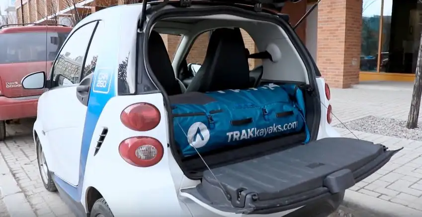 The Trak 2.0 kayak breaks down and travels compactly