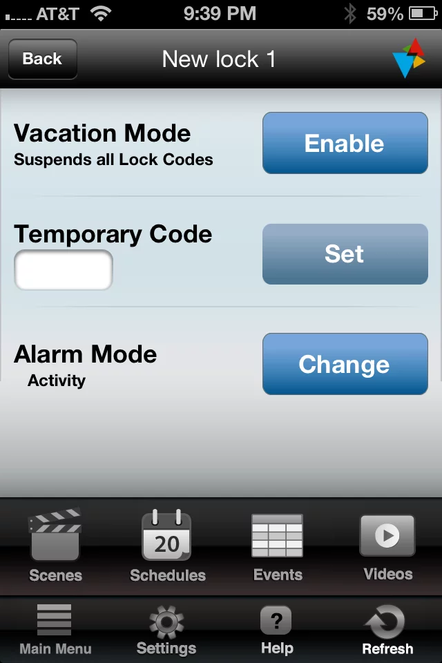 Some of the options available within the Nexia app