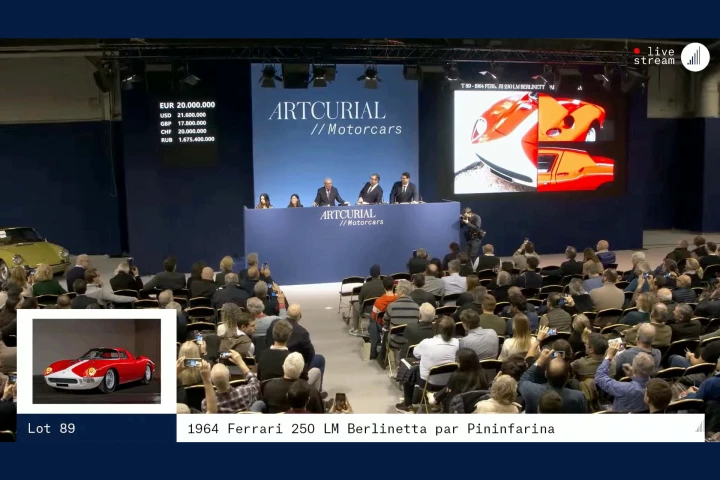 When this Ferrari 250 LM went to auction on 5 February 2023, Artcurial received a bid of EUR €20.0 million