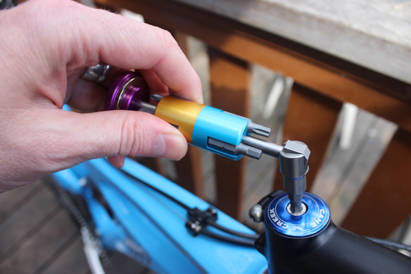 The All In Multitool works best with the socket turned at an angle, with the rest of the tool being used as a lever
