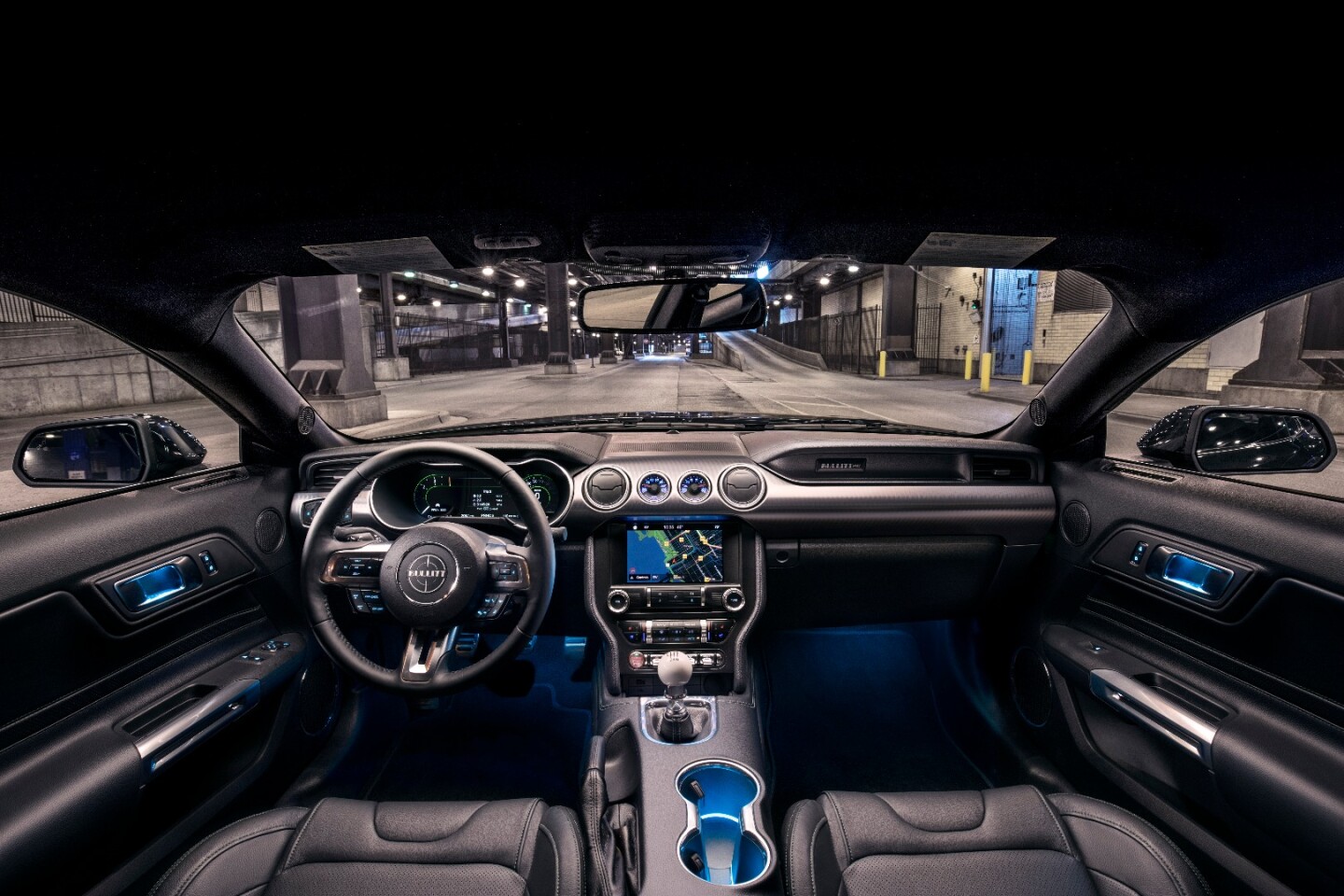 The digital LCD instrument cluster has a unique Bullitt welcome screen and displays an image of the car rather than the iconic pony logo