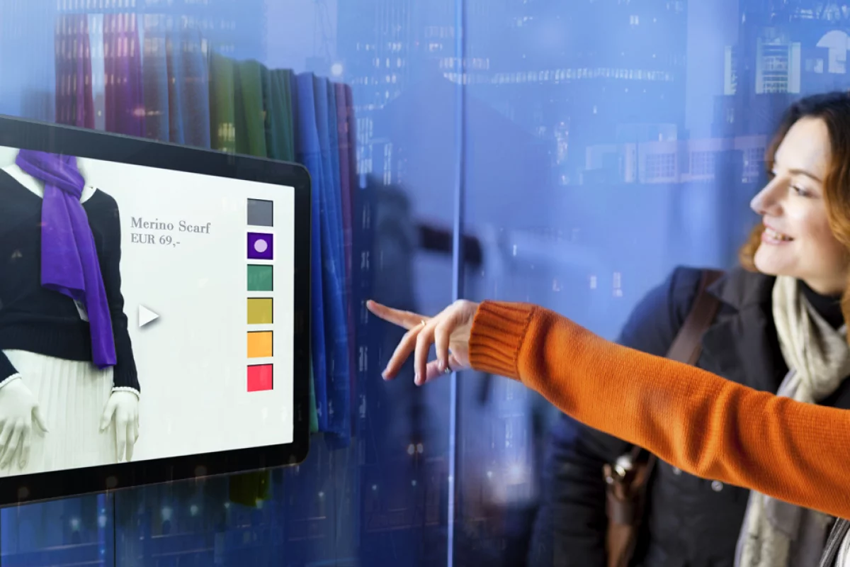 The proposed interactive shop window differs from existing touchscreen technology by using a series of cameras to generate two stereo or 3D images that are processed by visualization software to control the display