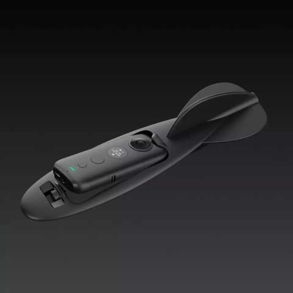 The Insta360 One X in its throwable holder