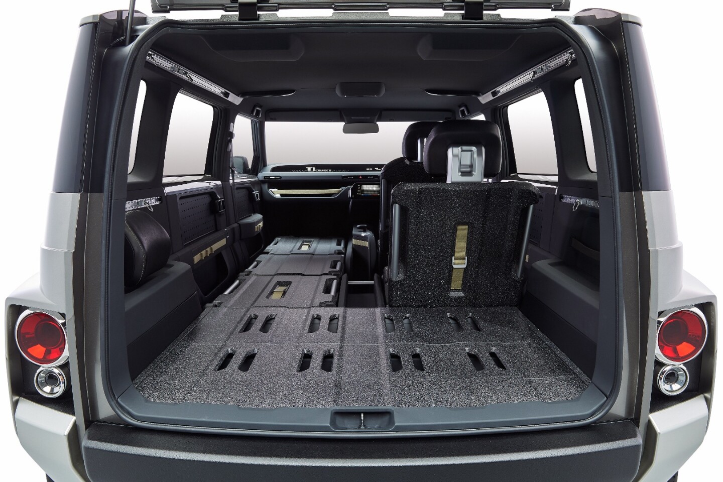 Among the Toyota Tj Cruiser's van-like features are front and rear passenger seats that can be reclined totally flat, allowing objects up to 3 m (9.8 ft) long to be stored inside