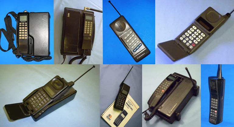 Some of the 1G analogue phones released during the 80's and 90's (Images: University of Salford)