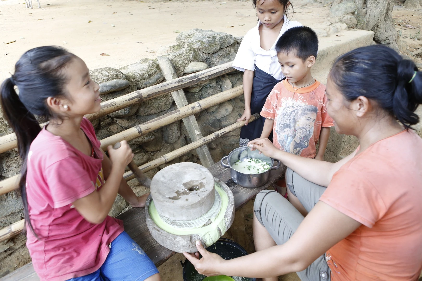 With no exceptions, all food was created from first principals. Here we see coconut and herbs being ground with a device that looked like it had been around for centuries. Everything around here is done with an extra helping of good nature.