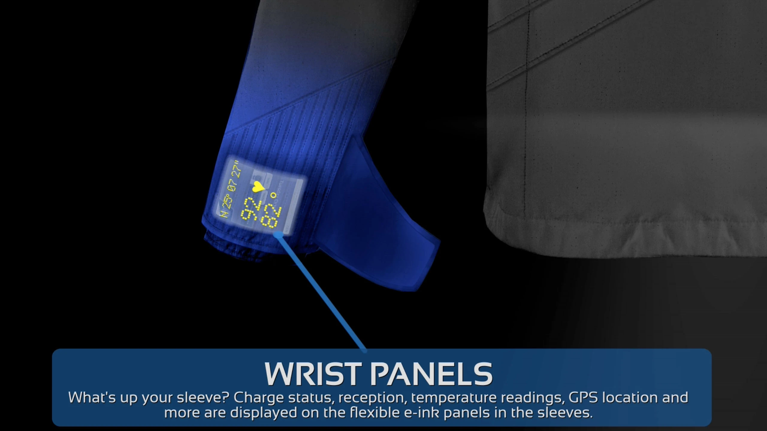 Wrist panels contain integrated controls for controlling temperature, etc