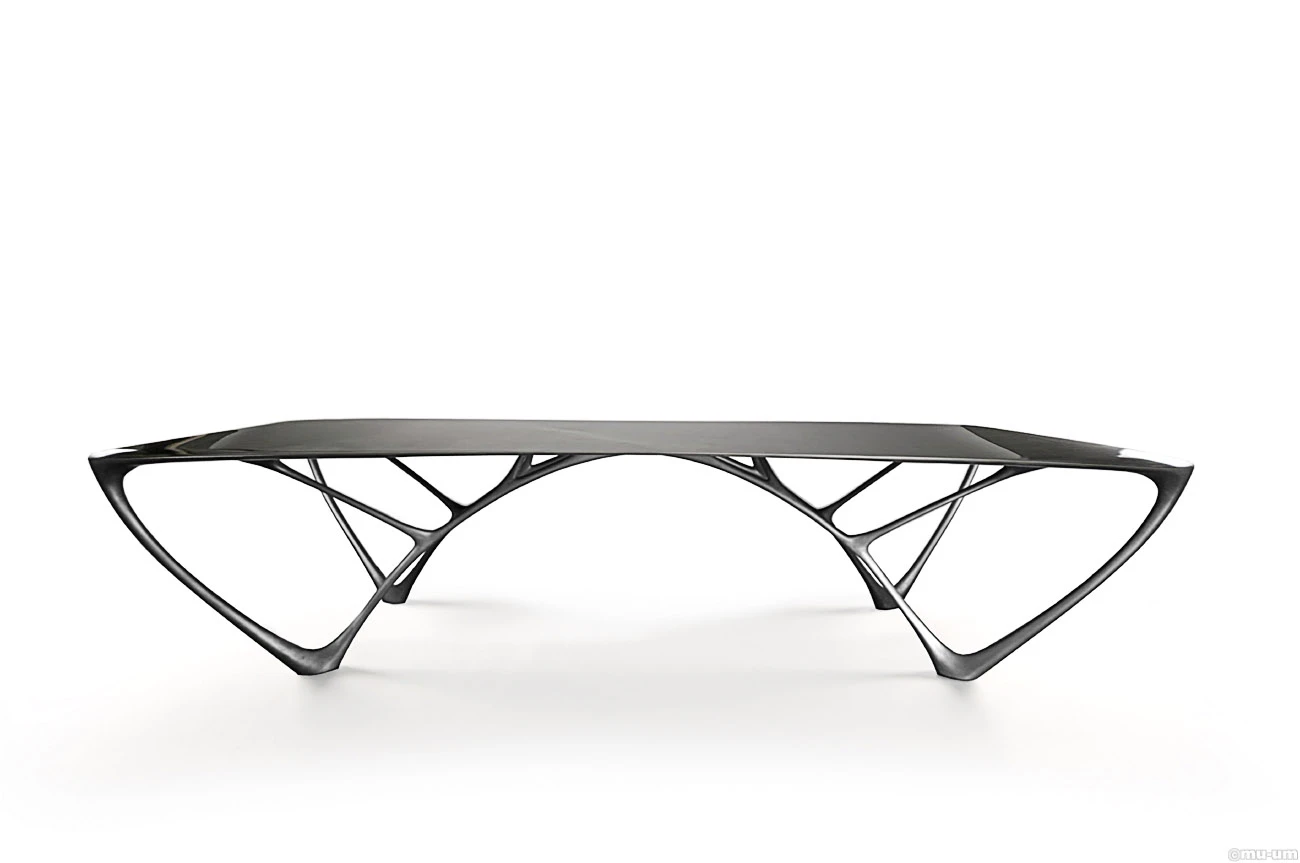Joris Laarman Bridge table, large, prototype (2010) aluminium, tungsten carbide 75.8 x 380.0 x 109.4 cm National Gallery of Victoria, Melbourne Donald Russell Elford and Dorothy Grace Elford Bequest, 2016