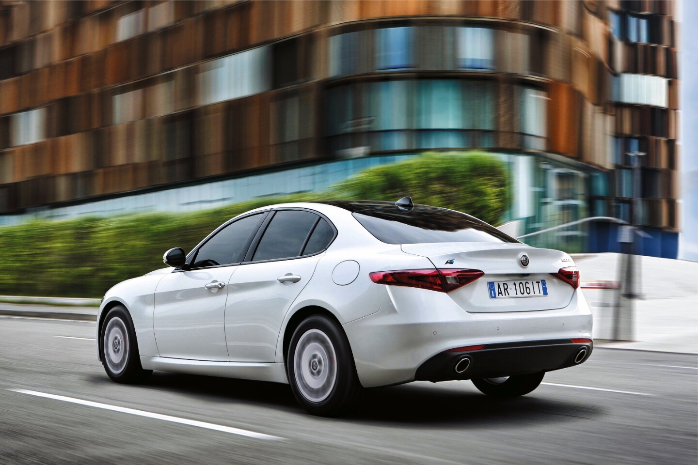 The Advanced Efficiency Giulia rides on tiny wheels