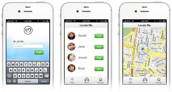 Screenshots of the Micro-Phone's tracking app