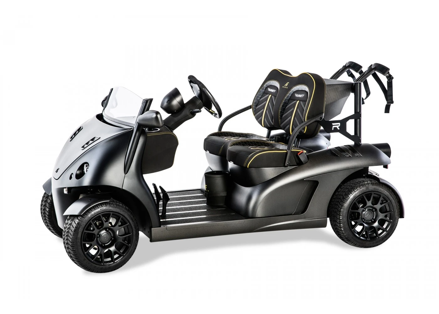 The golf car boasts a range large enough to take you from the garage to the golf club, and back again
