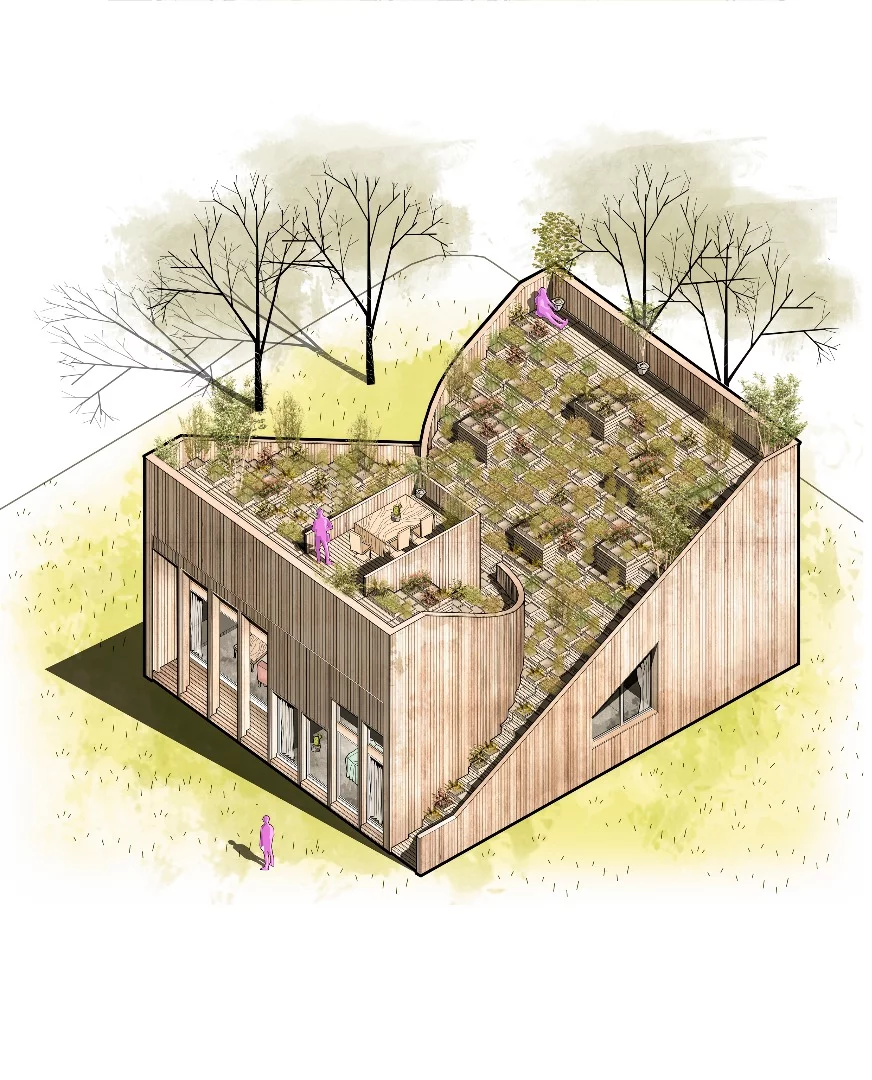 The home will be built with two separate structures, that wrap around and join together in harmony