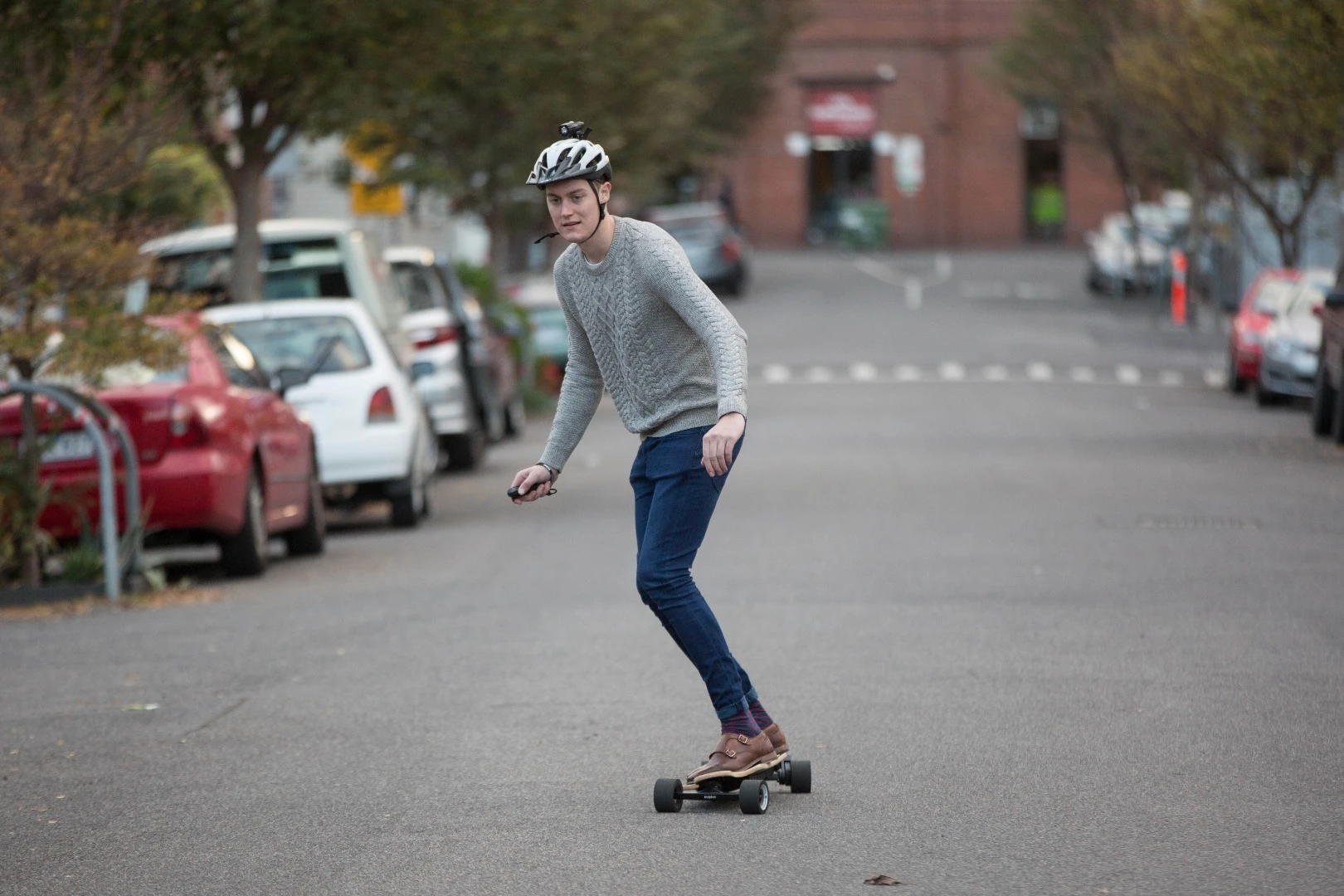 Carving the streets on the Evolve Bamboo GTX