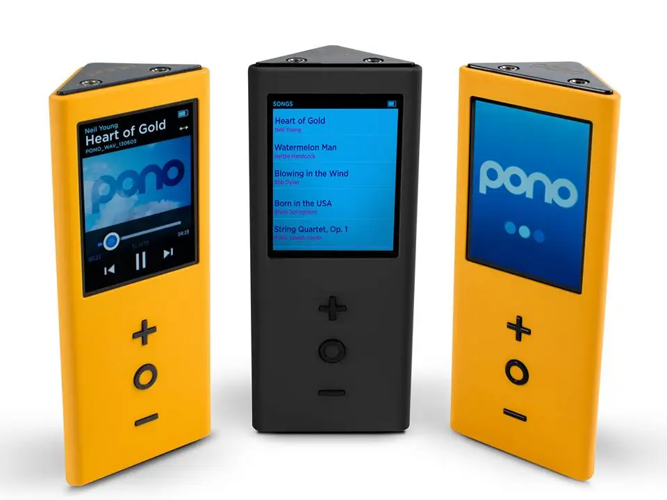 The PonoPlayer has a triangular "Toblerone" shape and is available in either black or yellow