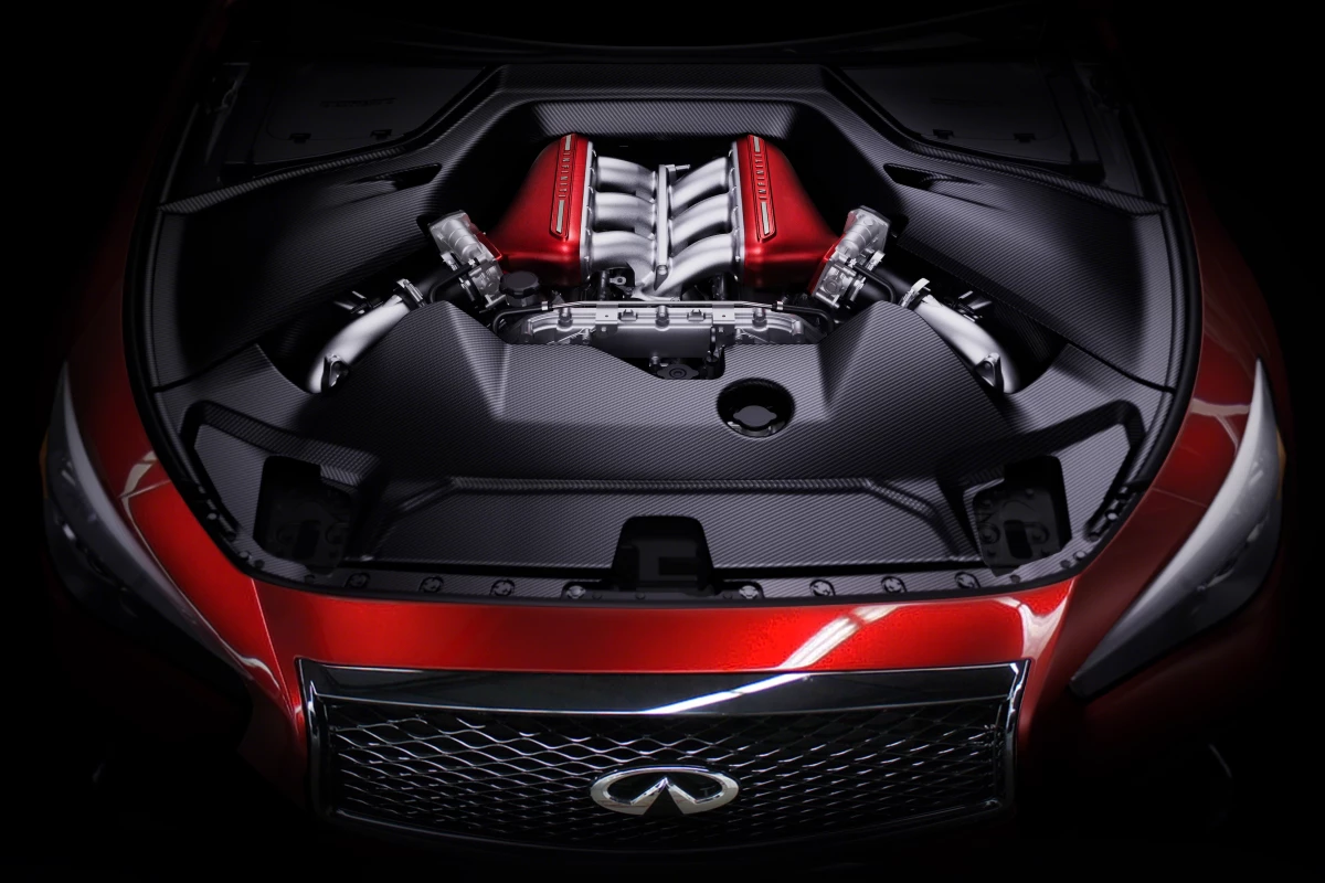 Infiniti's Q50 Eau Rouge high-performance sedan prototype runs the GT-R 568PS (560hp) engine producing a very usable 600Nm (592 lb-ft) that has already embarrassed the world's most expensive sports cars. The proven Eau Rouge engine runs through a full-time AWD system and seven-speed transmission.